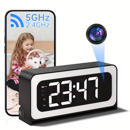 2K WiFi Digital Clock Camera, Indoor Security Camera with Motion Detection & Two-Way Talk for Baby, Pet and Home Monitoring