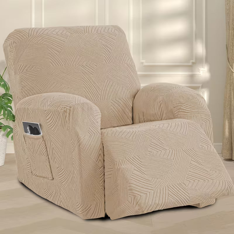 Stretchable Recliner Slipcover with Side Pocket – Soft & Washable 1-Seat Sofa Protector