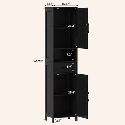 67-Inch Tall Storage Cabinet with Barn Doors & Drawer