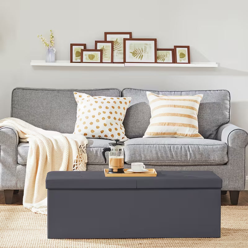 43-Inch Storage Ottoman Bench with Flip-Top Lid
