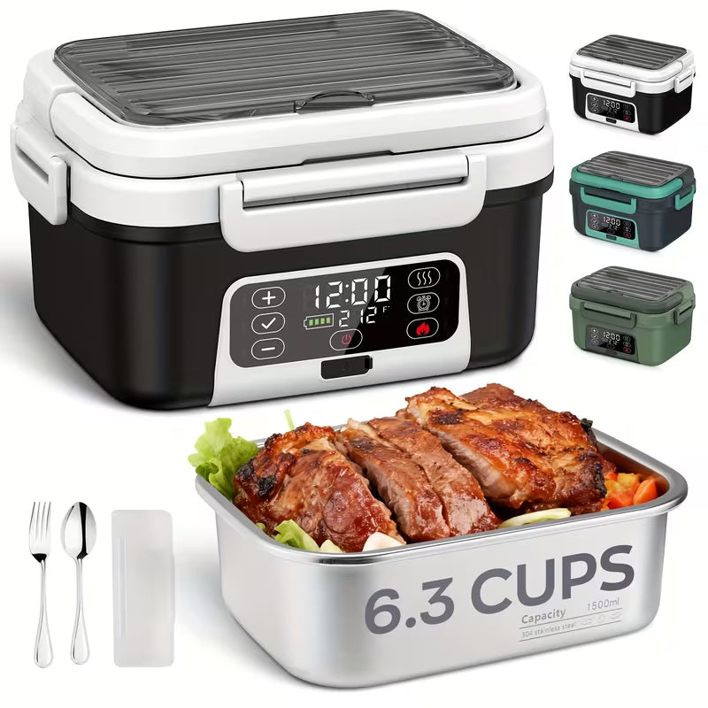 Smart Self-Heating Electric Lunch Box – 1.5L Portable Food Warmer
