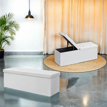 43-Inch Storage Ottoman Bench with Flip-Top Lid