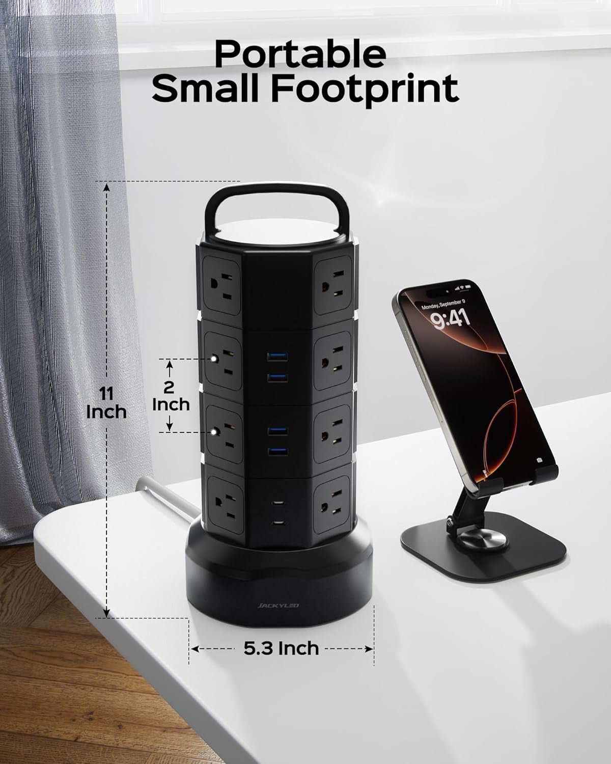 Power Strip Tower Surge Protector, 16 AC 6 USB (2 USB C), 1050J