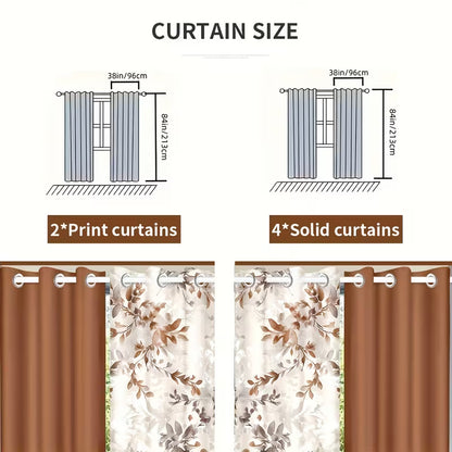 9-Piece Orange Leaf Print Bedding Set with Matching Curtains – Machine-Washable Polyester