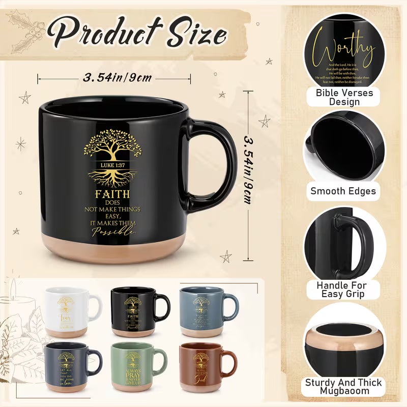 18-Piece Christian Religious Gift Set for Men and Women, Bible Verse Ceramic Coffee Mug, Tree of Life Leather Journal, Pens and Church Party Favors, Inspirational Gift Set for Teacher, Nurse, Pastor and Bible Study