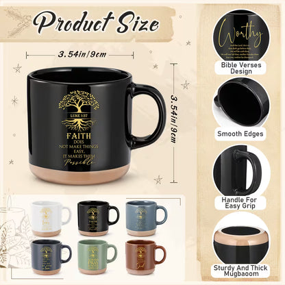 18-Piece Christian Religious Gift Set for Men and Women, Bible Verse Ceramic Coffee Mug, Tree of Life Leather Journal, Pens and Church Party Favors, Inspirational Gift Set for Teacher, Nurse, Pastor and Bible Study
