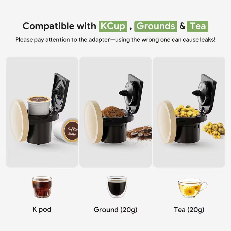 2-in-1 Single-Serve Coffee Maker – Mini Coffee Machine for K-Cup Pods & Ground Coffee