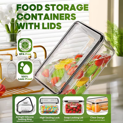 60-Piece Food Storage Container Set with Lids – BPA-Free Reusable Kitchen & Pantry Organization Containers with Labels & Marker