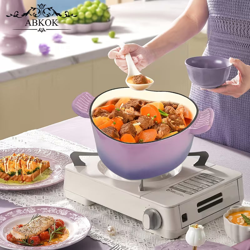 3QT Heart-Shaped Dutch Oven with Lid – Enamel Casserole Cookware