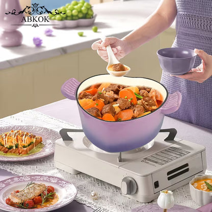 3QT Heart-Shaped Dutch Oven with Lid – Enamel Casserole Cookware