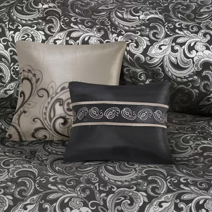 8-Piece Jacquard Paisley Comforter Bedding Set – Down Alternative Comforter Set