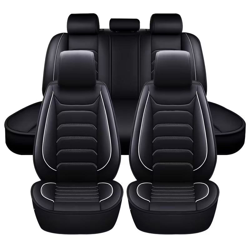 5-Seat Full Set Faux Leather Car Seat Covers, Waterproof All-Weather Seat Protectors with Soft Foam Padding for Cars, Trucks, Sedans & SUVs