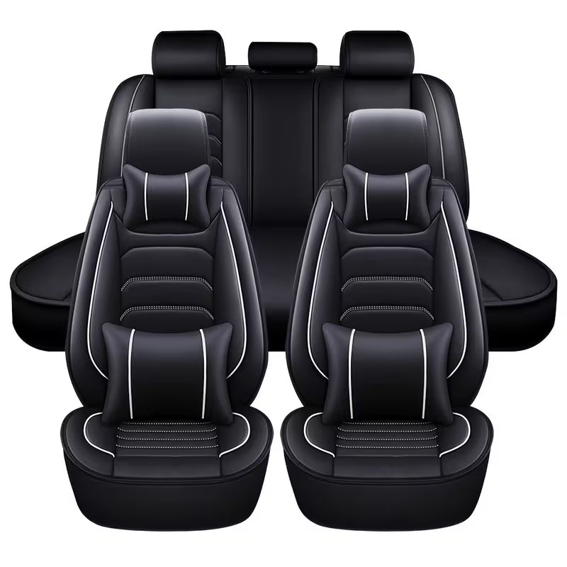 5-Seat Full Set Faux Leather Car Seat Covers, Waterproof All-Weather Seat Protectors with Soft Foam Padding for Cars, Trucks, Sedans & SUVs
