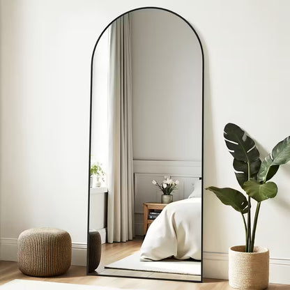 58" x 19" Arched Full-Length Floor Mirror – Freestanding Standing Mirror with Durable Metal Frame