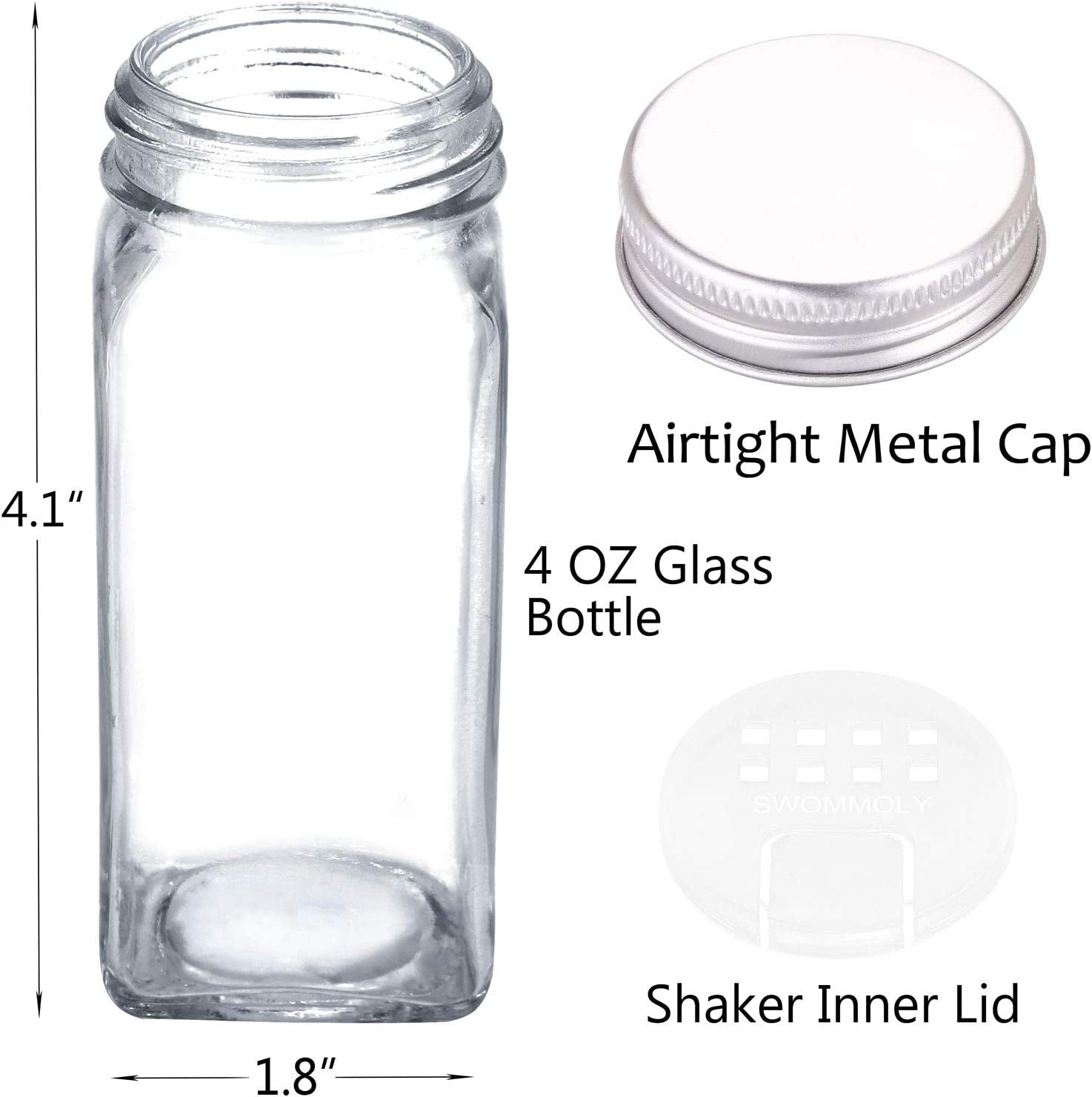 Spice Rack Organizer with 32 Glass Spice Jars and 396 Spice Labels