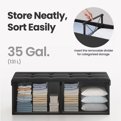 43-Inch Storage Ottoman Bench with Flip-Top Lid