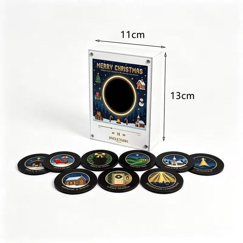 Christmas Vinyl Record Player Fridge Magnet Set