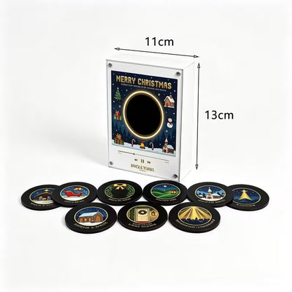Christmas Vinyl Record Player Fridge Magnet Set