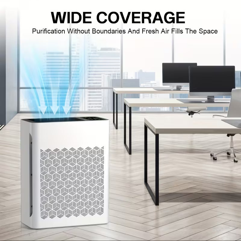Large-Room HEPA Air Purifier with PM2.5 Display, Air Quality Sensor, Auto Mode & Timer for Home, Bedroom and Office