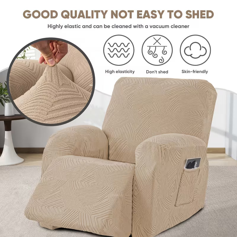 Stretchable Recliner Slipcover with Side Pocket – Soft & Washable 1-Seat Sofa Protector