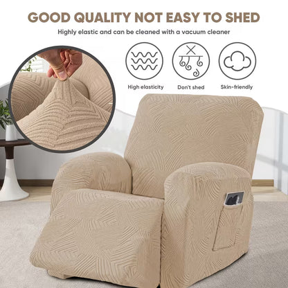 Stretchable Recliner Slipcover with Side Pocket – Soft & Washable 1-Seat Sofa Protector