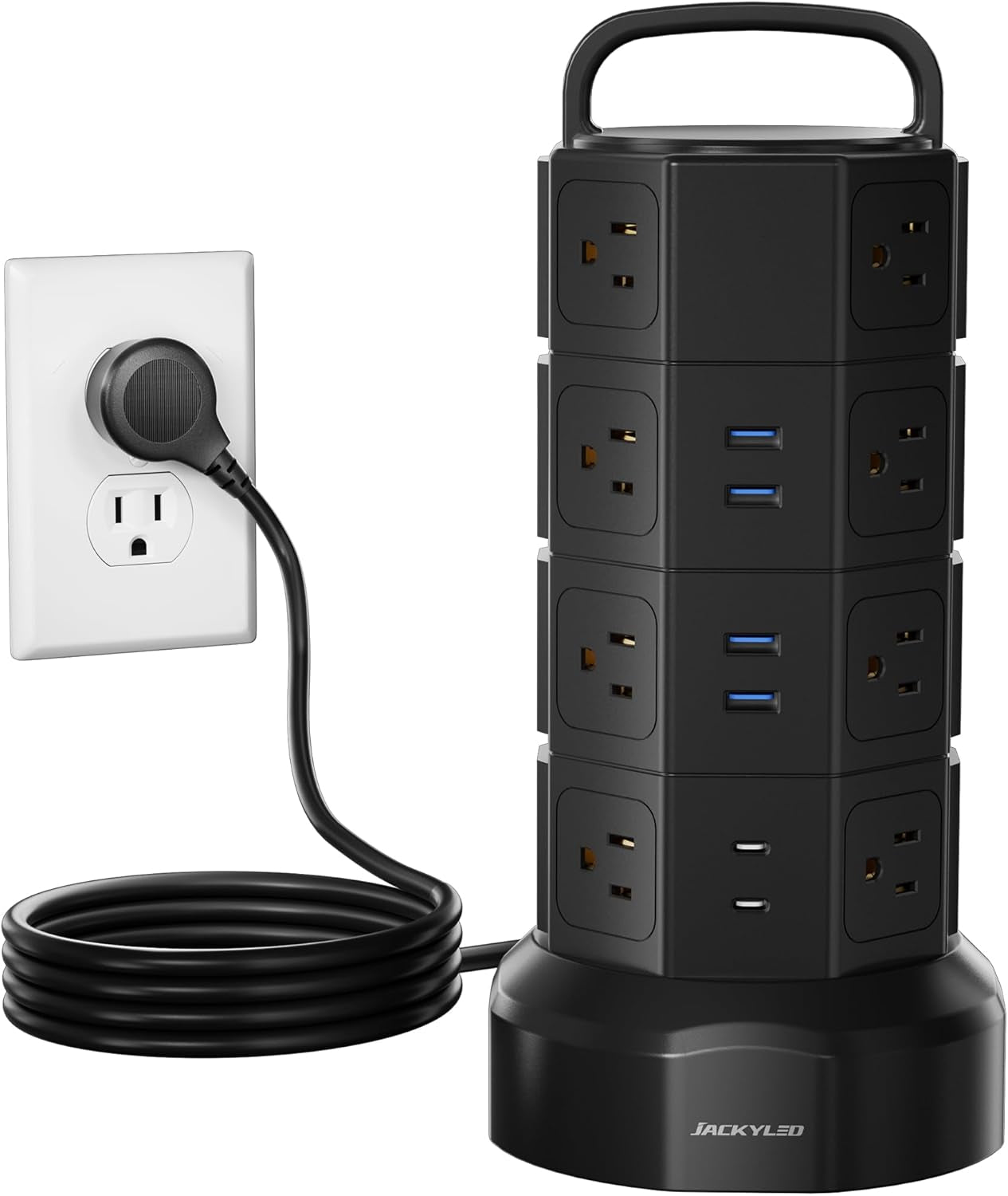 Power Strip Tower Surge Protector, 16 AC 6 USB (2 USB C), 1050J
