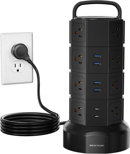 Power Strip Tower Surge Protector, 16 AC 6 USB (2 USB C), 1050J