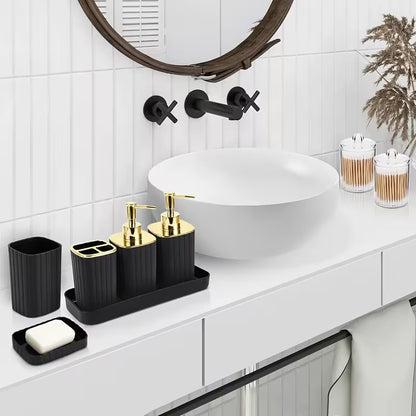 10-Piece Gold Bathroom Accessory Set – Luxury Vertical Stripe Bathroom Accessories for Home & Hotel