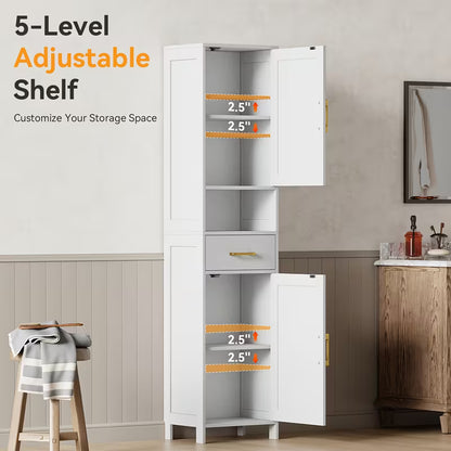 67-Inch Tall Storage Cabinet with Barn Doors & Drawer