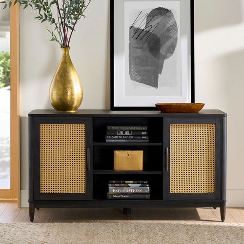Springwood Cane TV Stand for Tvs up to 65 In, Charcoal