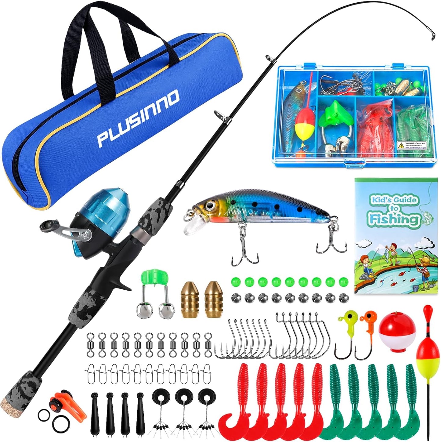 Kids Fishing Pole with Spincast Reel Telescopic Fishing Rod Combo Full Kits for Boys, Girls, and Adults