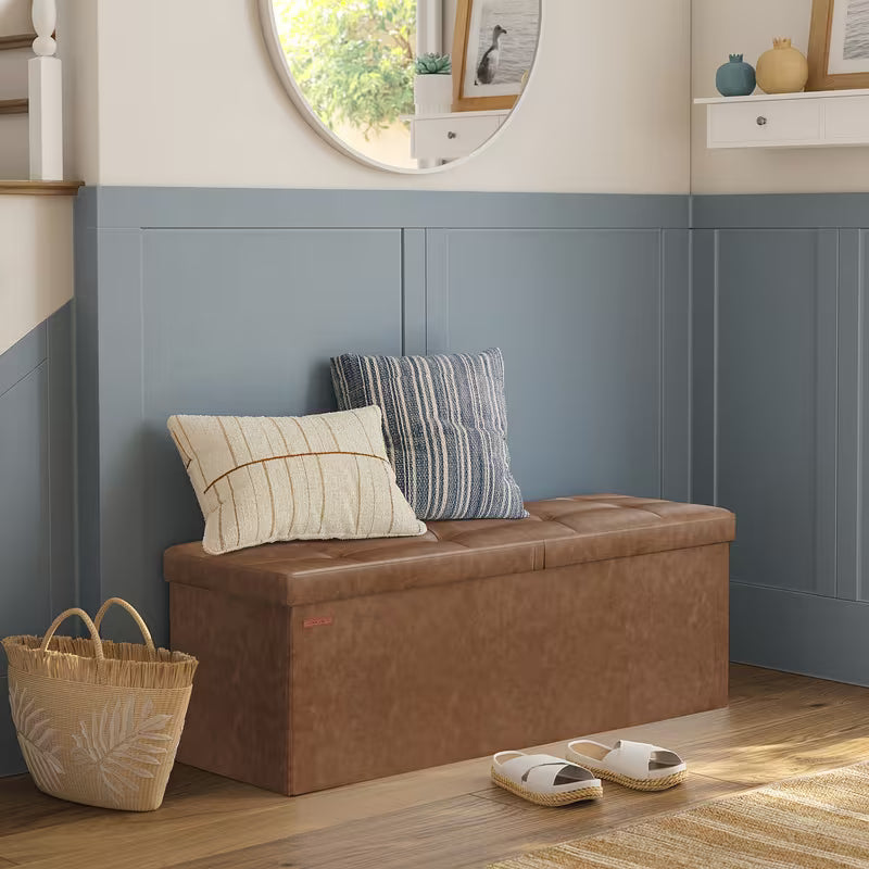43-Inch Storage Ottoman Bench with Flip-Top Lid