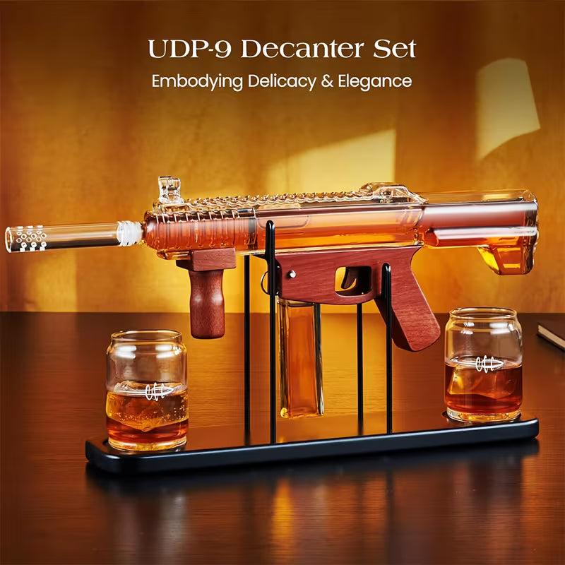 UDP-9 Gun Whiskey Decanter Set with Glasses