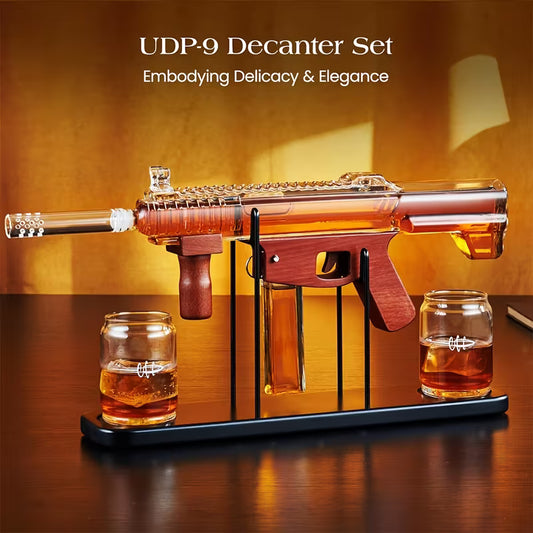 UDP-9 Gun Whiskey Decanter Set with Glasses
