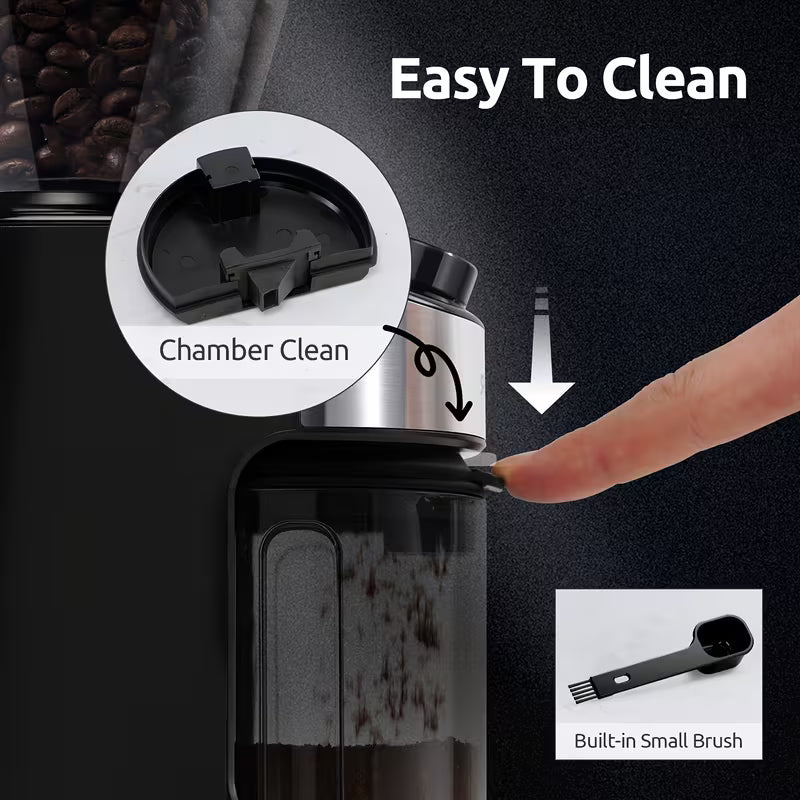 Electric Burr Coffee Grinder with Digital Timer Display, 25 Adjustable Grind Settings & Automatic Bean Grinder