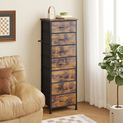 Tall Dresser with 6/7 Fabric Drawers – 41–47 Inch Storage Organizer for Bedroom, Closet & Entryway