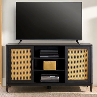 Springwood Cane TV Stand for Tvs up to 65 In, Charcoal