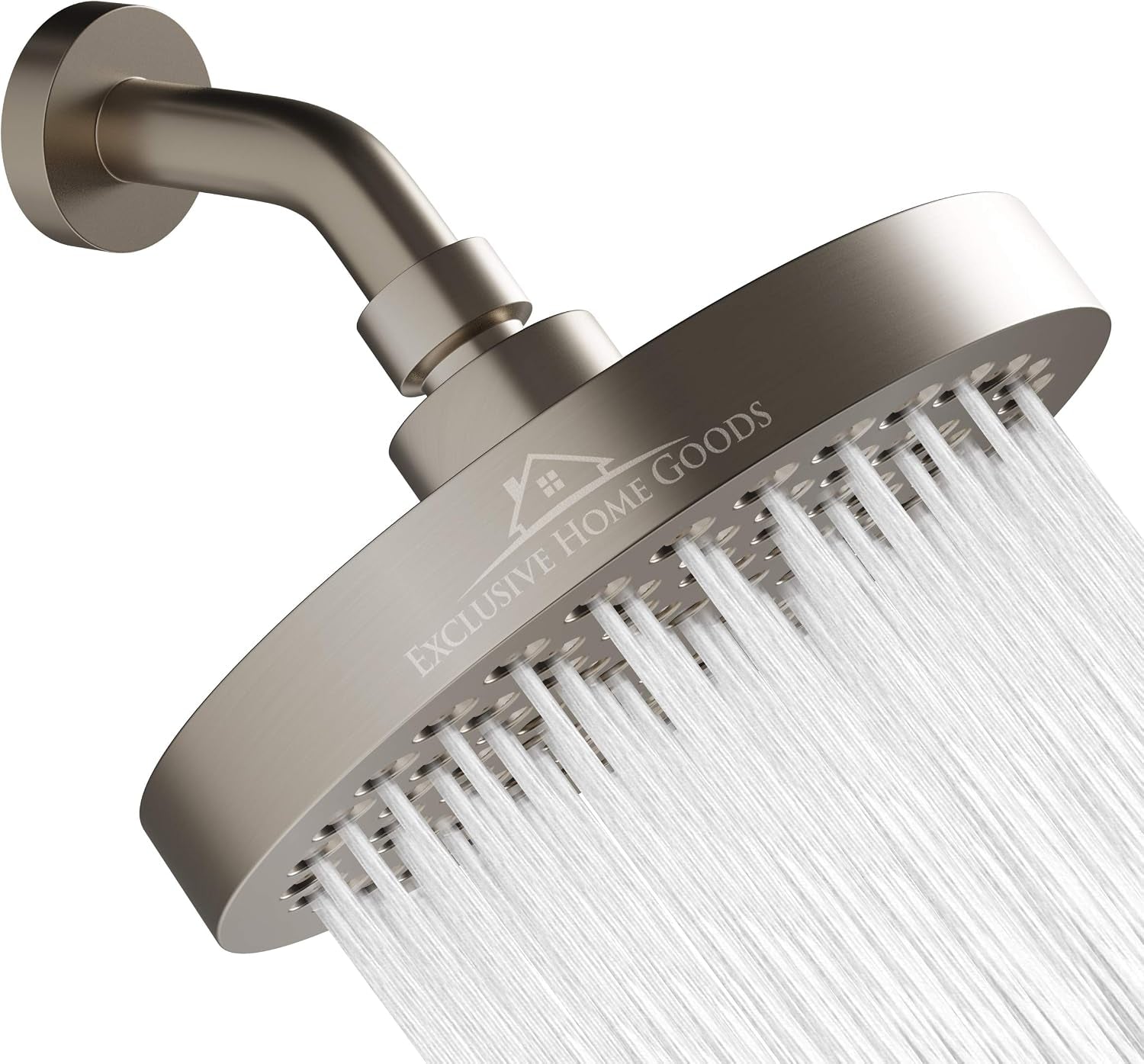 Rainfall Shower Head - 6" High Pressure, 1.8 GPM, Chrome Finish, ABS Plastic, 360 Adjustable, Anti-Clog Rubber Jets