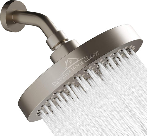 Rainfall Shower Head - 6" High Pressure, 1.8 GPM, Chrome Finish, ABS Plastic, 360 Adjustable, Anti-Clog Rubber Jets