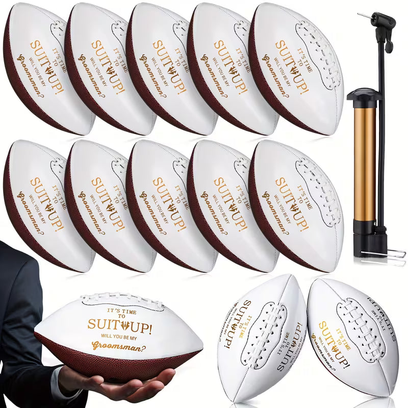 10-Piece Groomsmen Proposal Football Gift Set, “Will You Be My Groomsman?” Football Keepsakes, Wedding Party Gifts for Best Man and Groomsmen, Sports-Themed Proposal Favors for Wedding Celebrations