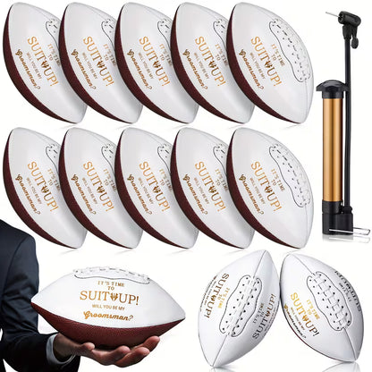 10-Piece Groomsmen Proposal Football Gift Set, “Will You Be My Groomsman?” Football Keepsakes, Wedding Party Gifts for Best Man and Groomsmen, Sports-Themed Proposal Favors for Wedding Celebrations
