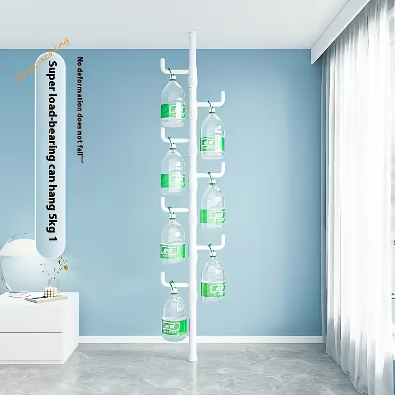 No-Drill Adjustable Height Clothes Rack with 4 Hooks