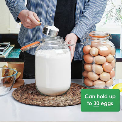 2-Pack 1 Gallon Glass Jars with Airtight Hinged Lids