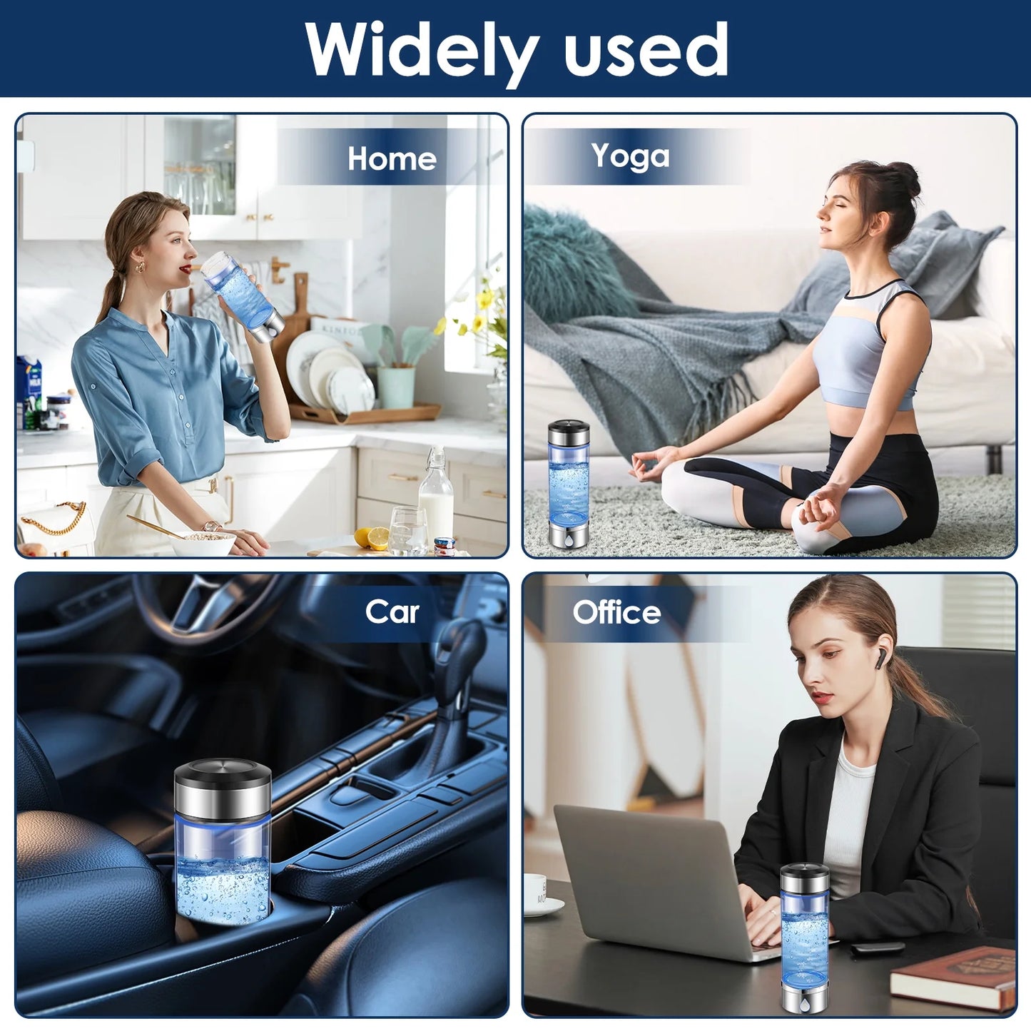 12Oz Hydrogen Water Bottle Generator SPE PEM Tech Portable Hydrogen Water Maker Bpa-Free Ionizer Machine Cup for Fitness Office Travel