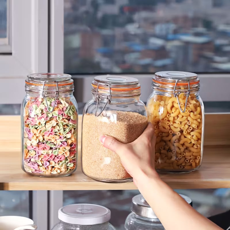 4-Pack 50 oz Glass Storage Jars with Airtight Lids