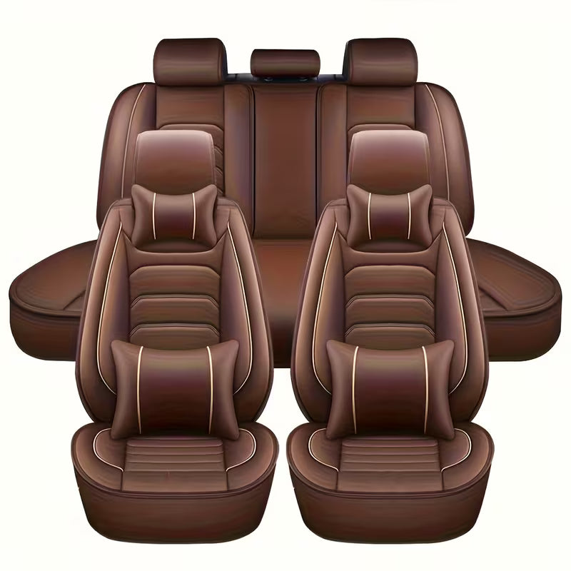 5-Seat Full Set Faux Leather Car Seat Covers, Waterproof All-Weather Seat Protectors with Soft Foam Padding for Cars, Trucks, Sedans & SUVs