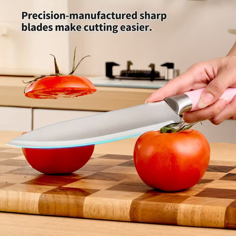 9-Piece Kitchen Knife Set with Knife Block & Built-In Sharpener