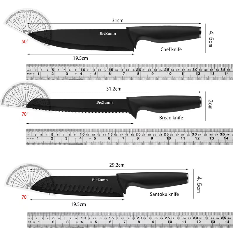 15-Piece Stainless Steel Kitchen Knife Set with Knife Block and Built-In Sharpener