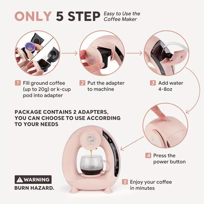 2-in-1 Single-Serve Coffee Maker – Mini Coffee Machine for K-Cup Pods & Ground Coffee