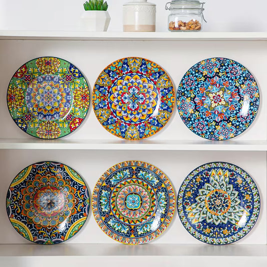 6-Piece Bohemian Porcelain Dinner Plate Set